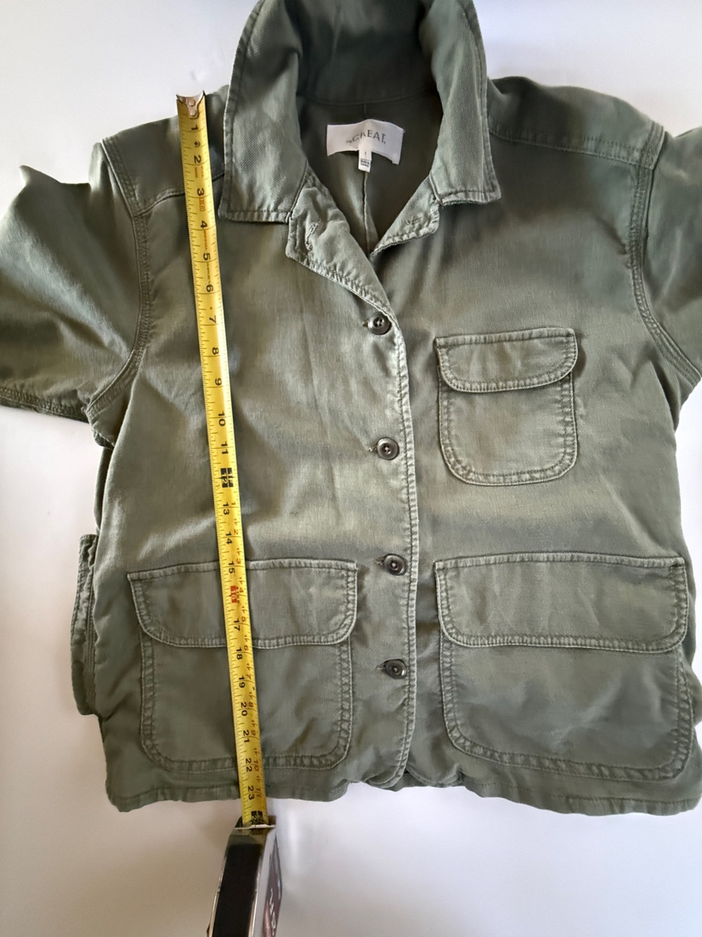 THE GREAT army green jacket utility chore coat style lightweight size 1 small - Picture 5 of 15